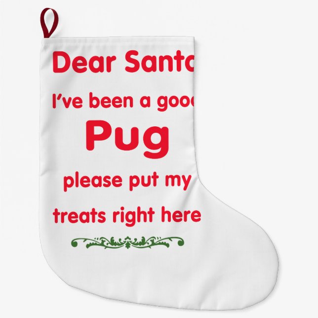 good pug large christmas stocking (Front)