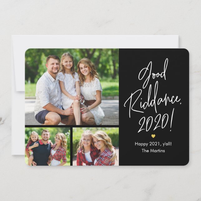 Good Riddance 3 Photos Happy New Year Cards (Front)