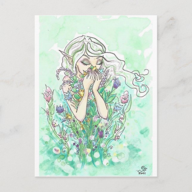 Good Scents Flower floral Fairy Fantasy Art Print Postcard (Front)