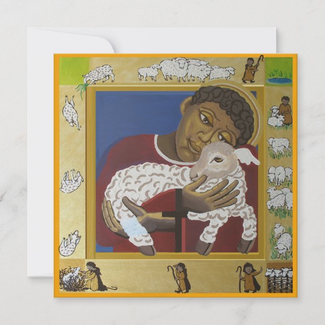 Good Shepherd and lost sheep Flat Card (Front)