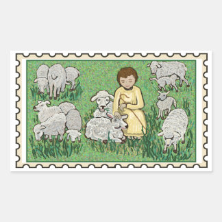 Good Shepherd Fake stamp  Rectangular Sticker