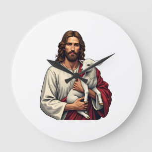 Good Shepherd Jesus Vintage Engraving Tee 2 Large Clock