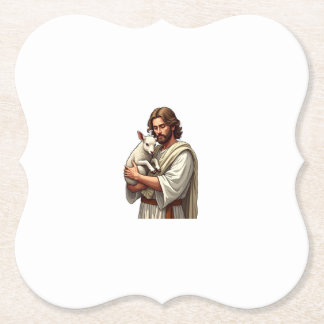 Good Shepherd Jesus Vintage Engraving Tee Paper Coaster