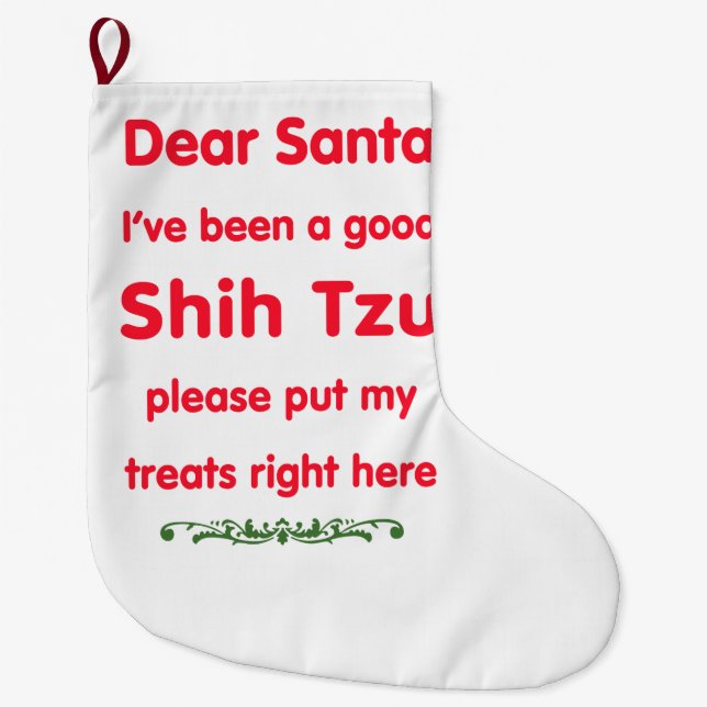 good Shih Tzu Large Christmas Stocking (Front)