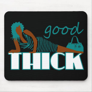 Good Thick - Woman in black Striped Dress Mouse Mat