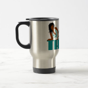 Good Thick - Woman in black Striped Dress Travel Mug