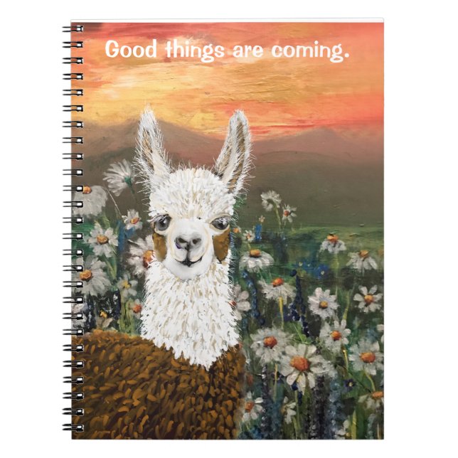 Good Things Are Coming Mama Llama Notebook (Front)