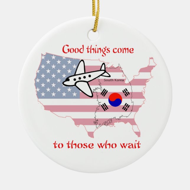 Good Things Come - Korean Adoption Ceramic Tree Decoration (Front)