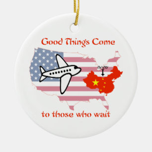Good Things Come to Those Who Wait -China adoption Ceramic Tree Decoration