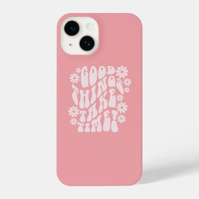Good Things Take Time Retro Flowers iPhone Case (Back)
