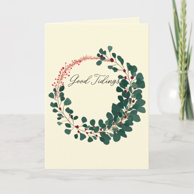 Good Tidings Holiday Wreath Card (Front)