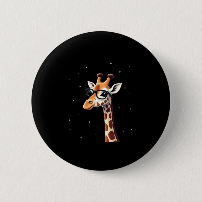 Good Time Hipster Giraffe T-Shirt Men's Women's Ch 6 Cm Round Badge (Front)