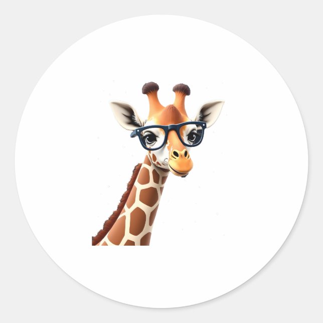 Good Time Hipster Giraffe T-Shirt Men's Women's Ch Classic Round Sticker (Front)