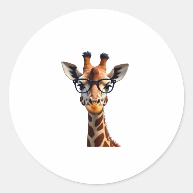 Good Time Hipster Giraffe T-Shirt Men's Women's Ch Classic Round Sticker (Front)