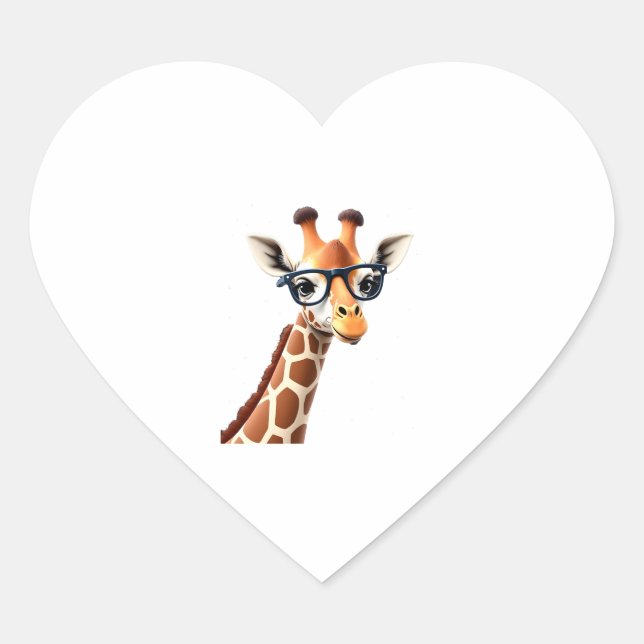 Good Time Hipster Giraffe T-Shirt Men's Women's Ch Heart Sticker (Front)