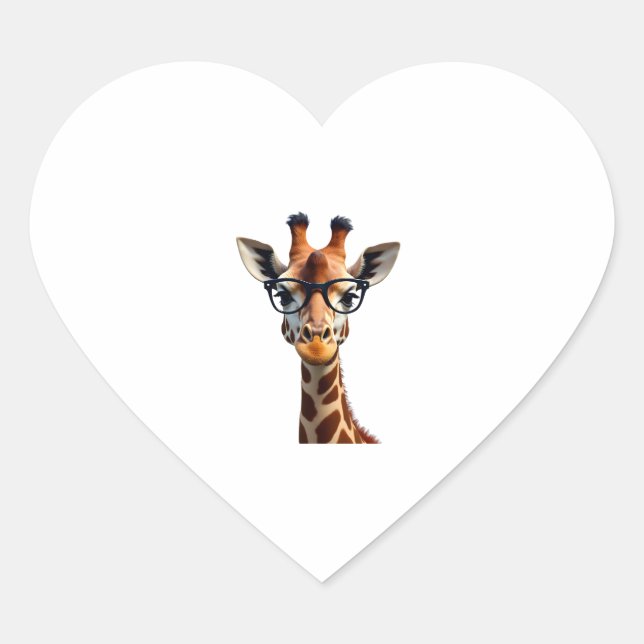 Good Time Hipster Giraffe T-Shirt Men's Women's Ch Heart Sticker (Front)