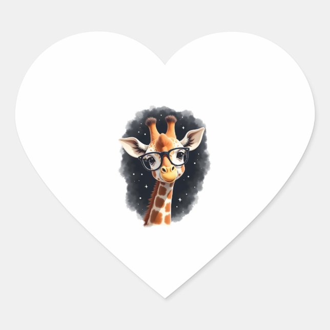 Good Time Hipster Giraffe T-Shirt Men's Women's Ch Heart Sticker (Front)