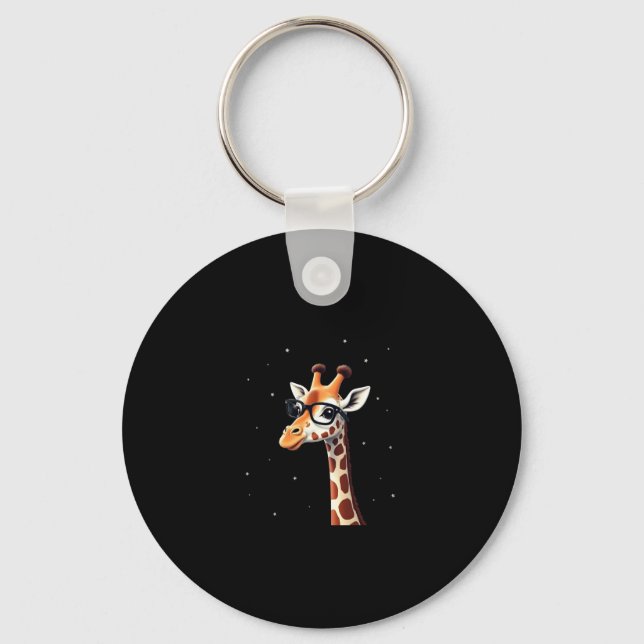 Good Time Hipster Giraffe T-Shirt Men's Women's Ch Key Ring (Front)