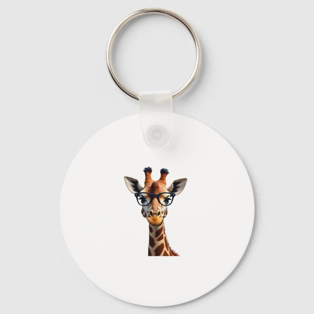 Good Time Hipster Giraffe T-Shirt Men's Women's Ch Key Ring (Front)