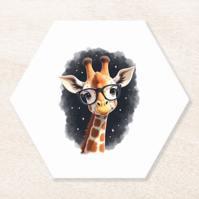 Good Time Hipster Giraffe T-Shirt Men's Women's Ch Paper Coaster (Front)