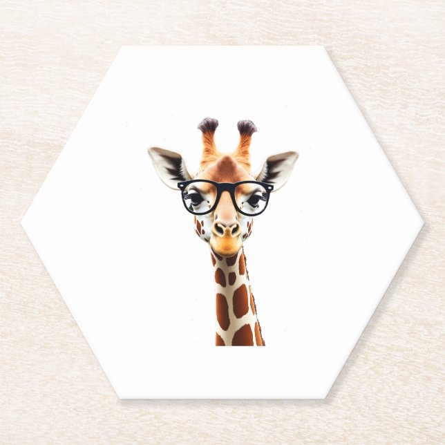 Good Time Hipster Giraffe T-Shirt Men's Women's Ch Paper Coaster (Front)