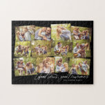 Good times great memories 12 photo collage black jigsaw puzzle<br><div class="desc">A collage of 12 photos is a great way to remember the special times. With a hand-written "good times, great memories" this photo collage puzzle with a black background also includes room for custom text. Celebrate a family vacation, photos of the grandkids, a family photo session, a sports season or...</div>