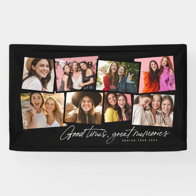 Good times great memories black photo collage banner (Horizontal)