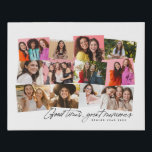 Good times great memories fun 12 photo collage faux canvas print<br><div class="desc">A fun collage of 12 photos is a great way to remember the special times. With a hand-written "good times, great memories" this photo collage plaque also includes room for custom text. Celebrate senior year, a vacation, a sports season or anything with this great gift idea. Perfect for a graduation...</div>