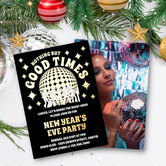 Good Times Groovy Black New Year's Eve Party Photo (Creator Uploaded)