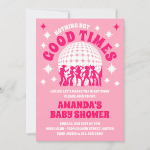Good Times Groovy Pink Baby Shower Invitation