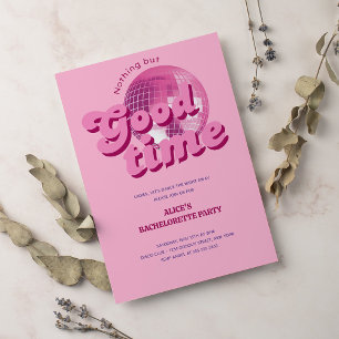 Good Times Groovy Pink Bachelorette Party  Invitation