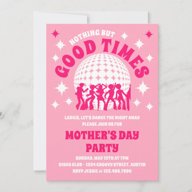Good Times Groovy Pink Mother's Day Party Invitation (Front)