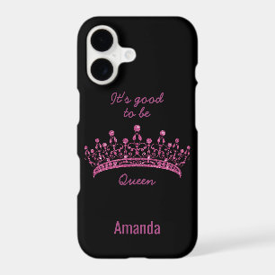 Good to be Queen Pink Glitter Crown iPhone X Case