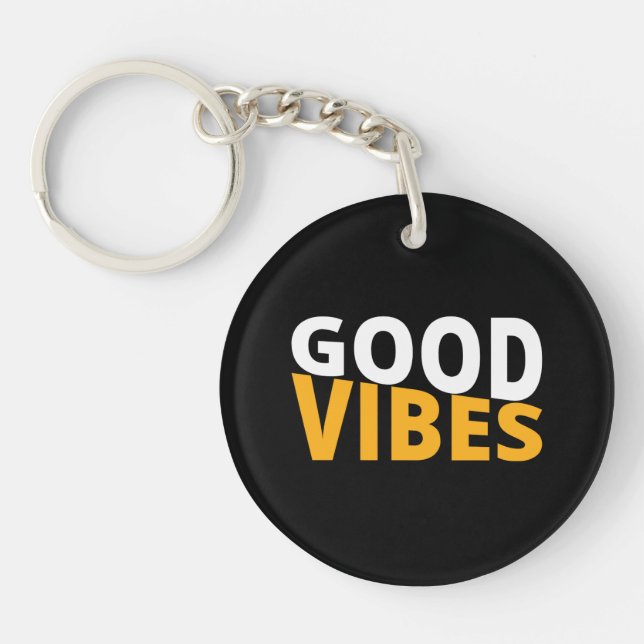 Good Vibes Aesthetic Black Key Ring (Front)