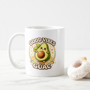 Good Vibes And Guac  Cute Retro Avocado Aes Coffee Mug