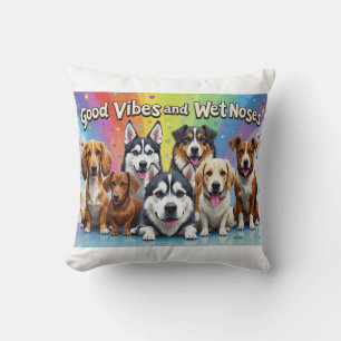 Good Vibes and Wet Noses Playful doodles  Cushion
