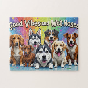 Good Vibes and Wet Noses Playful doodles Jigsaw Puzzle