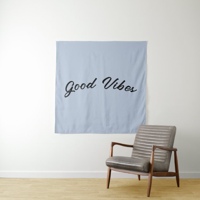 Good Vibes Blue Aesthetic Modern Cool Wall Decor Tapestry (In Situ)