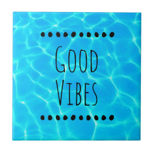 Good Vibes Clear Blue Pool Water Photo Tile