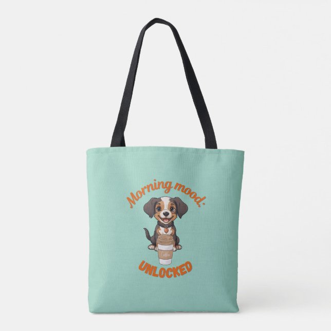 Good Vibes & Coffee – Playful Puppy Digital Artwor Tote Bag (Back)