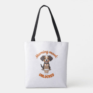 Good Vibes & Coffee – Playful Puppy Digital Artwor Tote Bag