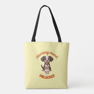 Good Vibes & Coffee – Playful Puppy Digital Artwor Tote Bag