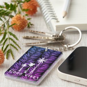 Good Vibes Costa Rica Tropical Palm Tree Key Ring