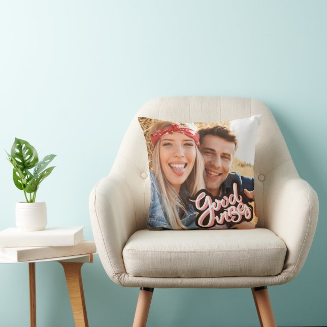 Good Vibes Couple Photo  Cushion (Chair)