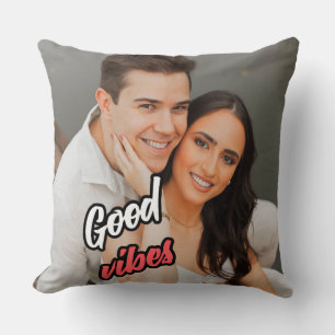 Good Vibes Couple Photo Throw Pillow