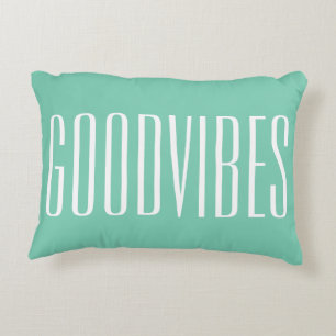 Good Vibes Customisable White And Green New Age Decorative Cushion