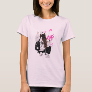 Good Vibes Cute Girl Graphic Women's T-Shirt
