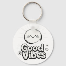 Good Vibes Cute Smiley Keychain – Positive Minimal