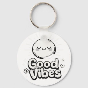 Good Vibes Cute Smiley Keychain – Positive Minimal