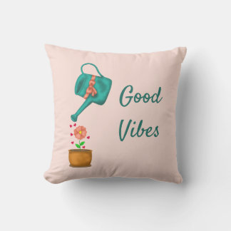 Good vibes cute watering can with flower custom cushion